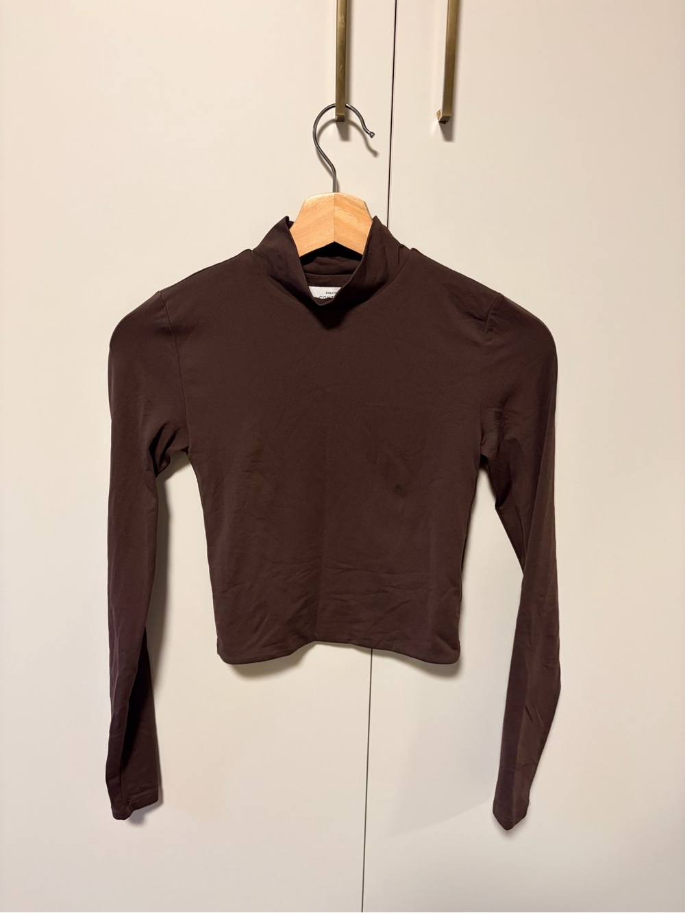 Babaton Fitted Mock Neck Long Sleeve Top - Brown
